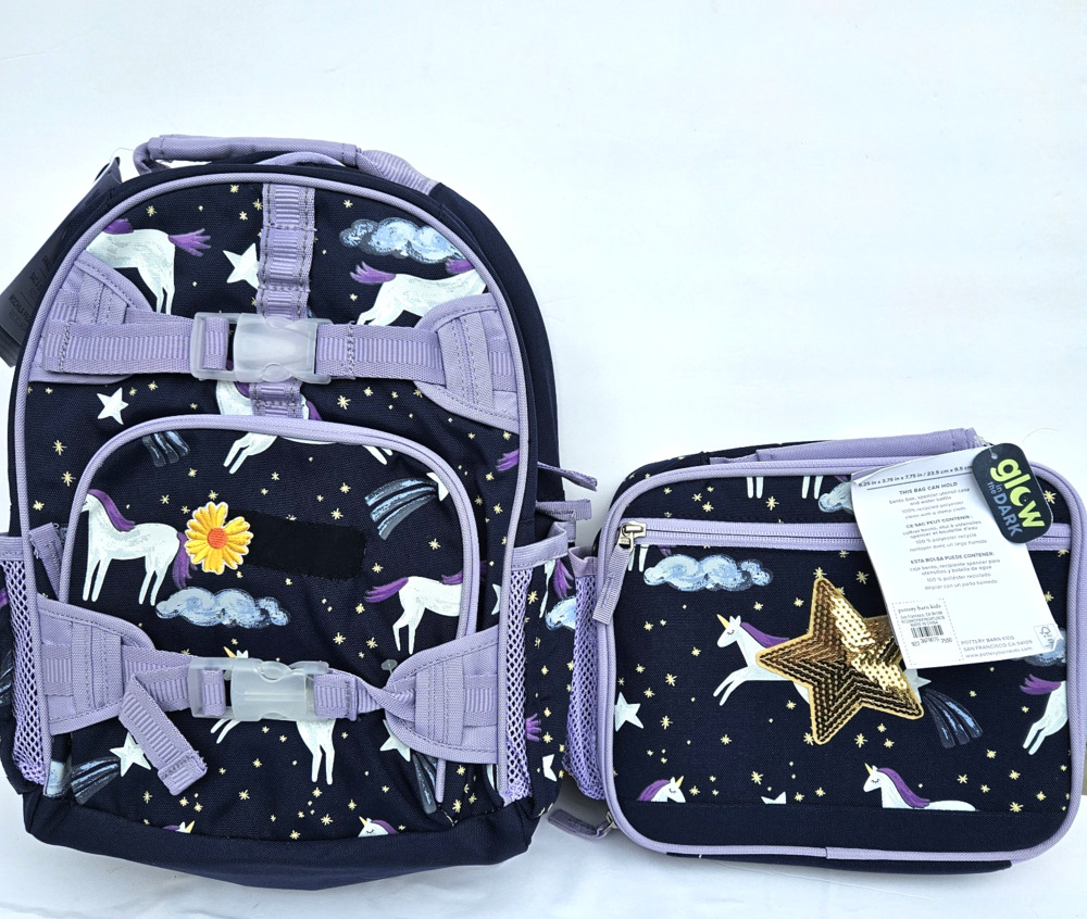 Pottery Barn Kids Mackenzie Unicorn Small Backpack w/Matching Lunch Bag NEW!